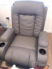 img 6 attached to Modern Power Lift Recliner Chair With Heat And Massage For Elderly - Grey PU Leather Sofa Chair With Cup Holders, Remote Control, And USB Port - Ideal For Living Room Comfort