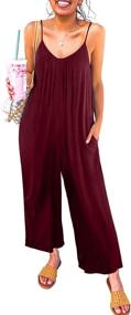 img 4 attached to 🎉 Happiness Unleashed: Sleek Sleeveless Jumpsuits for Women - Perfect for Jumpsuits, Rompers & Overalls Fashion!