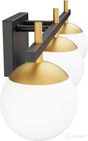 img 2 attached to 🛁 Milky Glass Mid Century Modern Bathroom Vanity Lights - 3-Light Black/Golden Wall Light Fixture Over Mirror for Bathroom, Ralbay (Bulb Not Included)