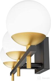 img 3 attached to 🛁 Milky Glass Mid Century Modern Bathroom Vanity Lights - 3-Light Black/Golden Wall Light Fixture Over Mirror for Bathroom, Ralbay (Bulb Not Included)