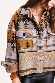 img 2 attached to Chouyatou Women'S Tribal Aztec Print Trucker Jacket - Stylish And Versatile