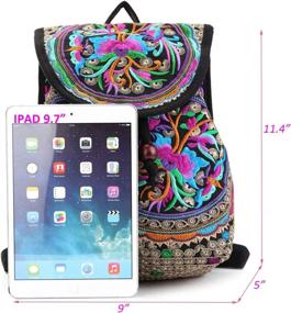 img 1 attached to 🎒 Stylish Embroidered Drawstring Shoulder Backpack: Women's Fashion Handbags & Wallets - Trendy Backpacks