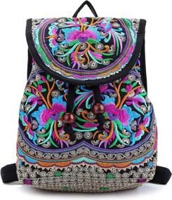 img 4 attached to 🎒 Stylish Embroidered Drawstring Shoulder Backpack: Women's Fashion Handbags & Wallets - Trendy Backpacks
