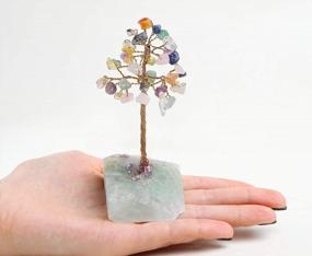 img 1 attached to AMOYSTONE Natural Colorful Crystal Fortune Tree Fluorite Base Healing Stone Bonsai Tree Gift Home Decor Height 7.5