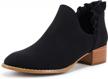 stylish womens ruffled ankle boots with v cut out, pointed toe & chunky low heel - perfect for dressy western look logo