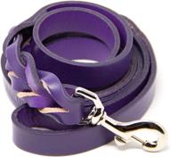 🐶 logical leather 6ft braided dog leash - premium full grain leather lead for training - purple logo