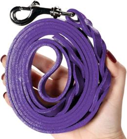 img 1 attached to 🐶 Logical Leather 6ft Braided Dog Leash - Premium Full Grain Leather Lead for Training - Purple