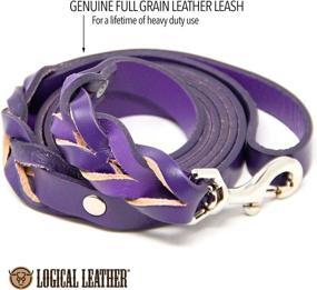 img 3 attached to 🐶 Logical Leather 6ft Braided Dog Leash - Premium Full Grain Leather Lead for Training - Purple