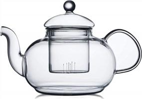 img 4 attached to Stovetop-Safe Glass Teapot With Removable Infuser For Blooming & Loose-Leaf Tea - 33.8Oz Capacity