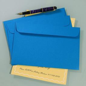 img 1 attached to Упаковка из 25 пустых синих открытых поздравительных открыток и пригласительных конвертов размером 6X9