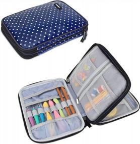 img 4 attached to Damero Crochet Hook Case - Travel Storage Bag For Swing Crochet Hooks, Lighted Hooks & Needles (Up To 8'') And Accessories - Large, Blue Dots