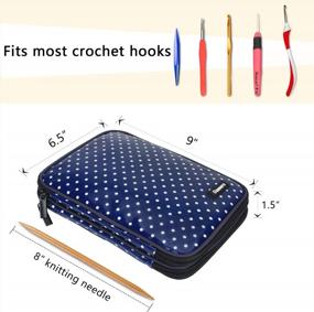 img 3 attached to Damero Crochet Hook Case - Travel Storage Bag For Swing Crochet Hooks, Lighted Hooks & Needles (Up To 8'') And Accessories - Large, Blue Dots