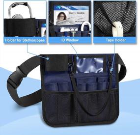 img 2 attached to Nurse Organizer Belt, Multi-Compartment Fanny Pack With Tape Holder, Navy Medical Hip Bag For Storing Stethoscopes, Scissors, And Supplies - Ideal For Nurse Apron