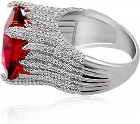 img 2 attached to Uloveido Women Red CZ Flame Shape Solitaire Wide Wedding Band Engagement Ring Statement Charm RA0414