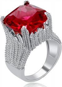 img 4 attached to Uloveido Women Red CZ Flame Shape Solitaire Wide Wedding Band Engagement Ring Statement Charm RA0414