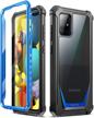 samsung galaxy a51 5g case - poetic guardian series: full-body hybrid shockproof bumper cover with built-in-screen protector in blue/clear | not compatible with galaxy a51 4g logo