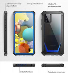 img 2 attached to Чехол для Samsung Galaxy A51 5G - серия Poetic Guardian: полноразмерный гибридный противоударный чехол-бампер со встроенной защитой экрана синего/прозрачного цвета | Не совместим с Galaxy A51 4G
