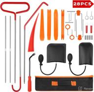 28pcs professional car tool kit with air wedge, non-marring wedge, stainless steel long reach grabber tool - essential automotive unlock tools, auto trim removal set - includes carrying bag logo