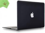 ueswill matte hard shell case cover for macbook air 11 inch a1370/a1465 + microfibre cleaning cloth - black logo