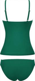 img 3 attached to Flattering Women'S Ruched Tankini Swimsuit With Tummy Control And Twist Front Top