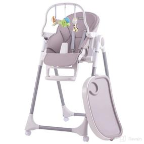 img 4 attached to 👶 HAGADAY Baby High Chair: Compact Folding High Chair with Reclining Seat for Toddlers - Gray