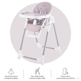 img 3 attached to 👶 HAGADAY Baby High Chair: Compact Folding High Chair with Reclining Seat for Toddlers - Gray