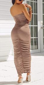 img 1 attached to Womens Ruched Strapless Bodycon Dress Women's Clothing