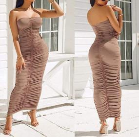 img 2 attached to Womens Ruched Strapless Bodycon Dress Women's Clothing