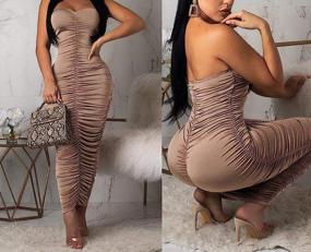 img 3 attached to Womens Ruched Strapless Bodycon Dress Women's Clothing