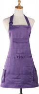 boshiho unisex painting aprons for adults with pockets - barber & utility apron in purple logo