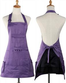 img 3 attached to Boshiho Unisex Painting Aprons for Adults with Pockets - Barber & Utility Apron in Purple