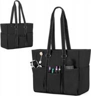 черная большая сумка damero для медсестер с мягким рукавом для ноутбука и несколькими карманами - идеальная сумка для медсестер для домашнего здравоохранения и работы логотип