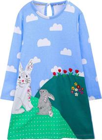 img 4 attached to Colorful Auranso Sleeve Cotton Dresses for Girls' - Clothing Dresses