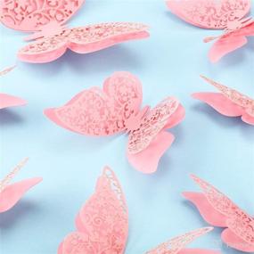 img 2 attached to 🦋 Decorate with Delicate 3D Layered Butterfly Wall Stickers: 120 Pieces, 60 Pairs in Pink - Perfect for Baby Room, Home, Wedding Decor and More!