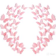 🦋 decorate with delicate 3d layered butterfly wall stickers: 120 pieces, 60 pairs in pink - perfect for baby room, home, wedding decor and more! logo
