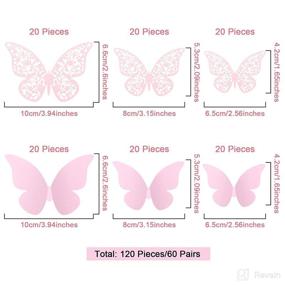 img 3 attached to 🦋 Decorate with Delicate 3D Layered Butterfly Wall Stickers: 120 Pieces, 60 Pairs in Pink - Perfect for Baby Room, Home, Wedding Decor and More!