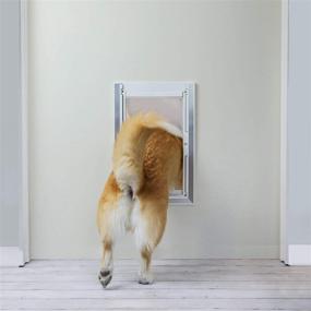 img 2 attached to 🚪 BarksBar Plastic Dog Door with Aluminum Lining - White, Soft Flap, 2-Way Locking Sliding Panel and Telescoping Frame for Improved SEO