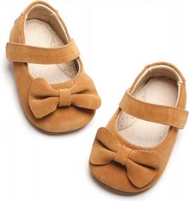 img 3 attached to Adorable Prewalker Brown Mary Jane Flats With Bowknot For Infant Girls: Your Little Princess'S Dream Shoes!
