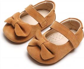 img 4 attached to Adorable Prewalker Brown Mary Jane Flats With Bowknot For Infant Girls: Your Little Princess'S Dream Shoes!