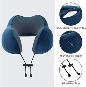 img 3 attached to JINAMART Удобная подушка для шеи из пены с эффектом памяти с надувной опорой, маской для глаз, берушами и дорожной сумкой - идеально подходит для самолетов, автомобилей и офисного сна