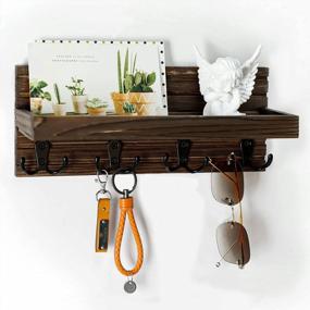 img 4 attached to Organize Your Keys In Style With Natural Wooden Wall Key Holder - 4 Double Hooks For Modern Farmhouse Décor!