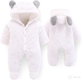 img 3 attached to Camidy Newborn Baby Girl Boy Cute Bear 🐻 Ear Snowsuit: Warm Fleece Hooded Jumpsuit Romper for Cozy Winter