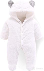 img 4 attached to Camidy Newborn Baby Girl Boy Cute Bear 🐻 Ear Snowsuit: Warm Fleece Hooded Jumpsuit Romper for Cozy Winter