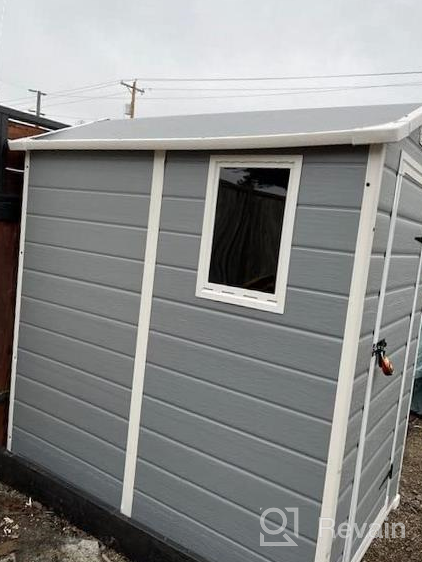 img 1 attached to KETER Manor 6X8 Resin Outdoor Storage Shed Kit: Store Your Outdoor Gear In Style With Grey & White Design review by Rebecca Johnson