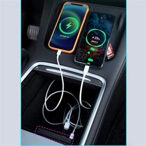 img 2 attached to 🔌 Tesla Model 3 Y Car Accessories: 4-Port USB Hub 3.0 Way Splitter Cable Charger Docking Station Extension - A Must-Have Accessory for 2021