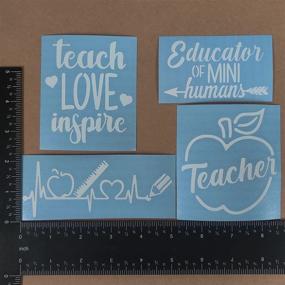 img 3 attached to 🍎 Vibrant Teacher Decals 4 Pack: Teach Love Inspire, Heartbeat, Apple & More (Small, White)