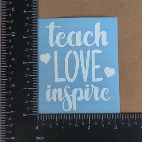 img 1 attached to 🍎 Vibrant Teacher Decals 4 Pack: Teach Love Inspire, Heartbeat, Apple & More (Small, White)