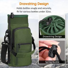 img 2 attached to Adjustable Shoulder Strap Water Bottle Carrier Bag - Convenient Sports Sling Case Holder Sleeve Pouch With Dual Pockets And Hand Strap For Hiking, Travel, School, And Camping By SITHON