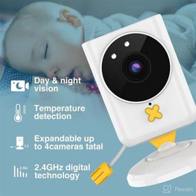 img 3 attached to 👶 Wireless Baby Monitor with Camera and Audio, Non-Wifi Baby Monitor featuring 2.4'' LCD Screen, Night Vision, 2-Way Talk, VOX, 960ft Range, Room Temperature Monitoring, 2X Zoom, Lullabies, Feeding Alarm