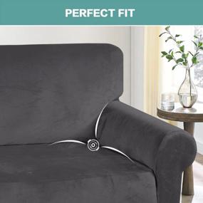 img 1 attached to Protect Your Sofa With Turquoize Velvet Stretch Couch Covers - Form Fit Slipcover For 3 Cushion Sofa, Thick And Soft Furniture Protector - Ideal For Pet Owners, Machine Washable (Gray, Sofa)